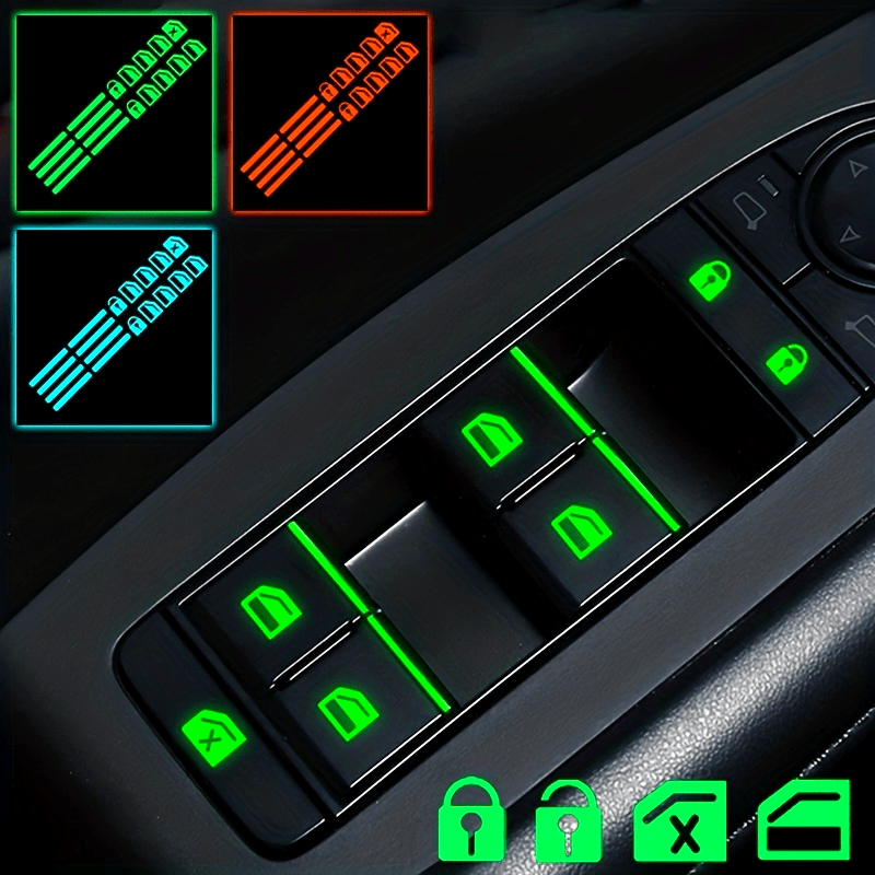 Avtomobil ichki qismi uchun oynalar tugmalari uchun yorituvchi stikerlar Yashil Koʻk Sariq Fluorescent