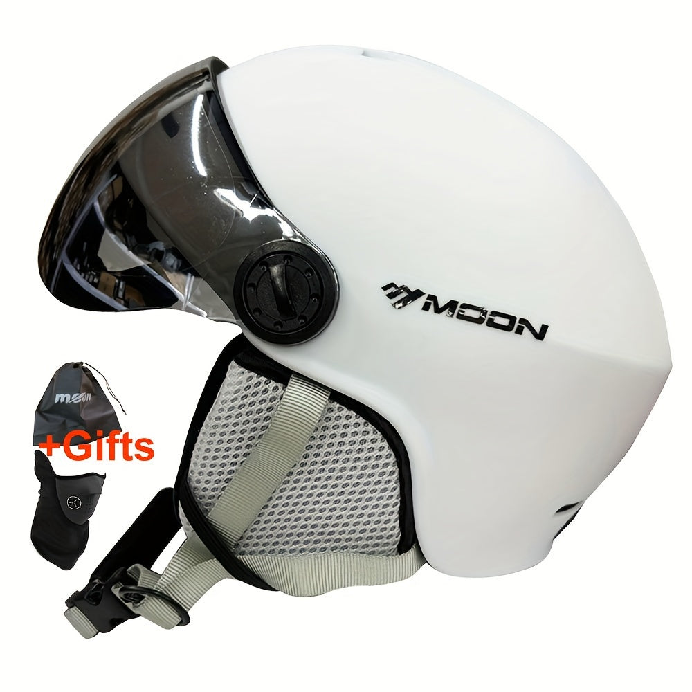 Casco de esquí con gafas de ajuste universal construcción en PC EPS visor para snowboard y patinaje