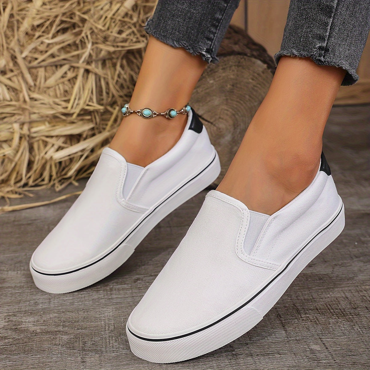 Women's Casual Leather Loafers White Flat Shoes Walking Sneakers