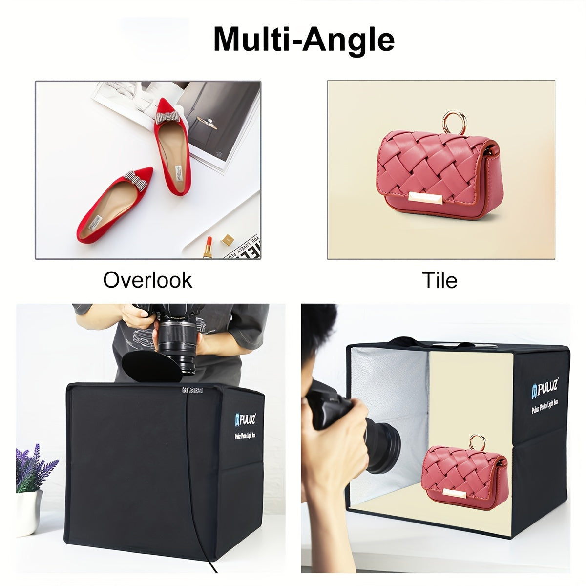 15.8 Inch Photo Studio Light Box with 160 LED Soft Light and 6 Dual-Side Color Backdrops