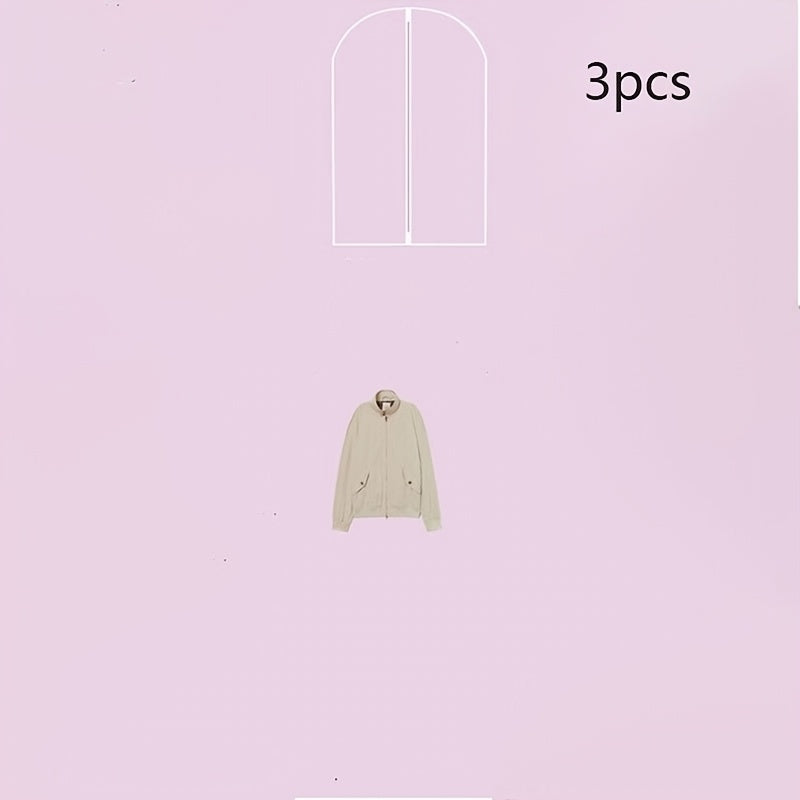 Yopiq PVC kiyim sumkalar, zip yopilishi bilan, 3/5 ta toza shaffof kostyum qoplamalari, palto va kurtkalar uchun