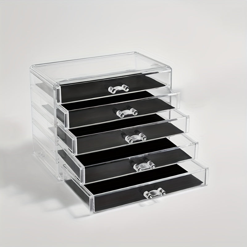 Clear Acrylic Drawer Storage Box with 5 Layers for Office Supplies Organization