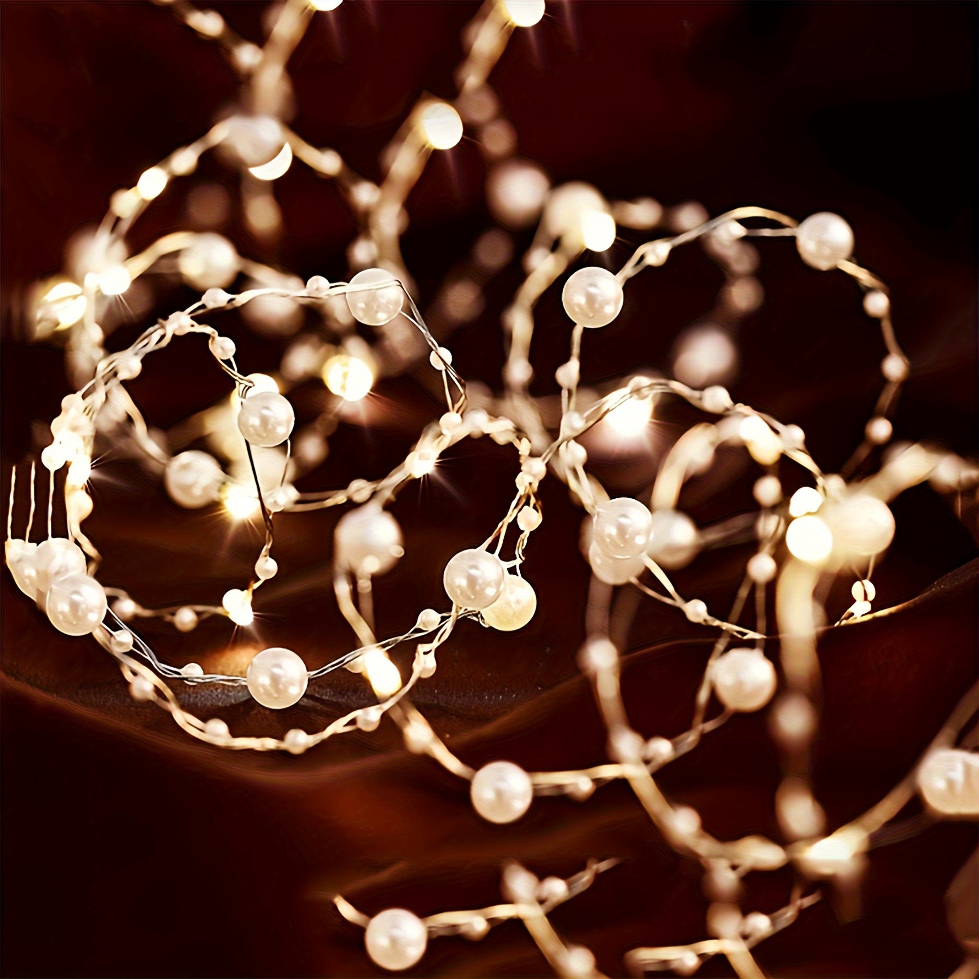 Warm White Pearl String Lights 20/50 LED Battery Operated Fairy Lights for Bedroom Wedding Decor