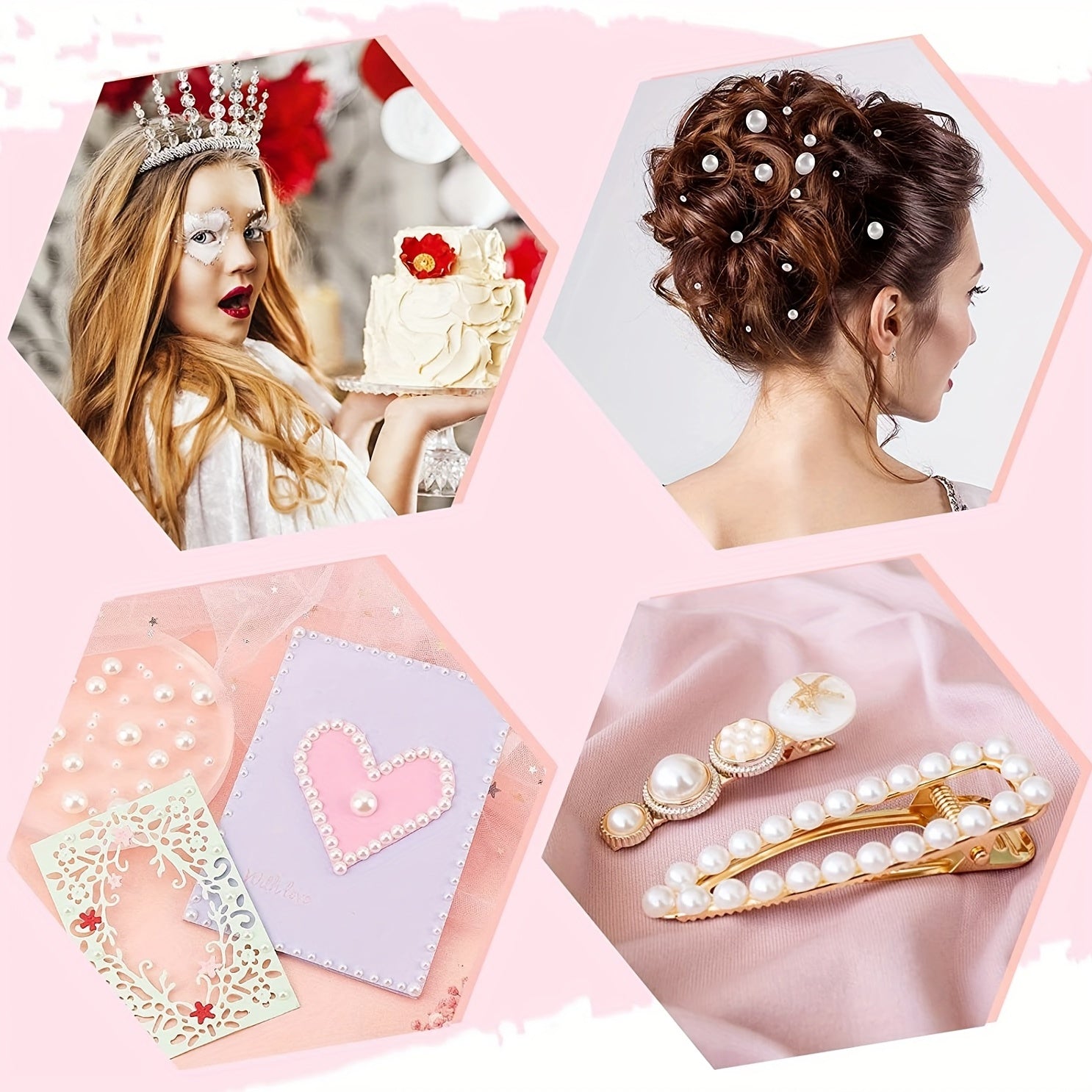 Resin Pearls Set 3600 Pieces Half Round Flat Bottom for Nail Art Jewelry and Makeup 3mm-9mm