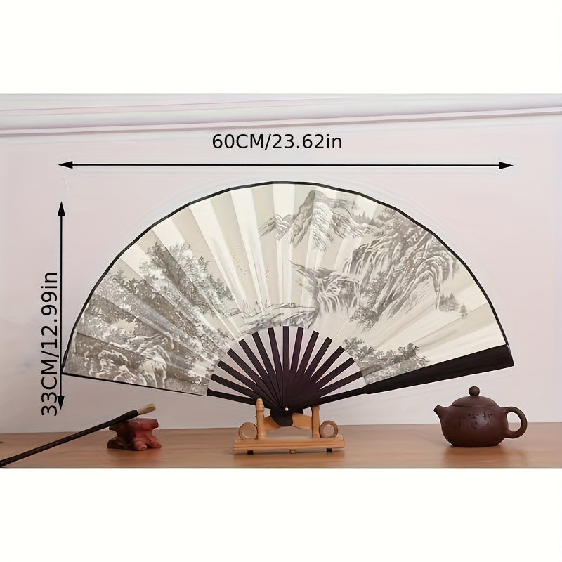 10-Inch Bamboo Folding Fan with Dual-Sided Silk Design Traditional Chinese Style Women’s Accessory