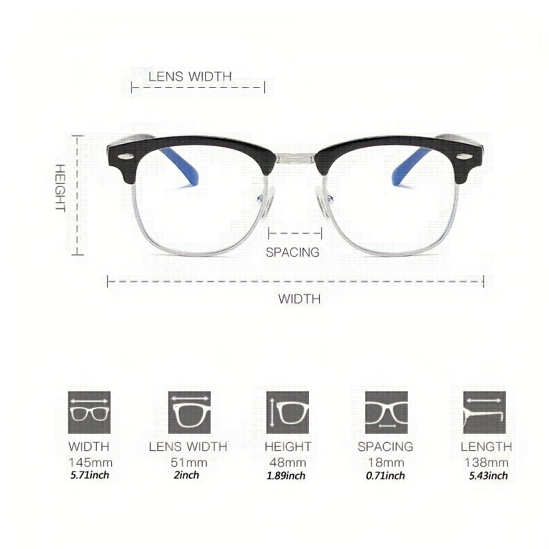 Black Blue Light Blocking Glasses for Men Women Oval Frames Clear Lenses