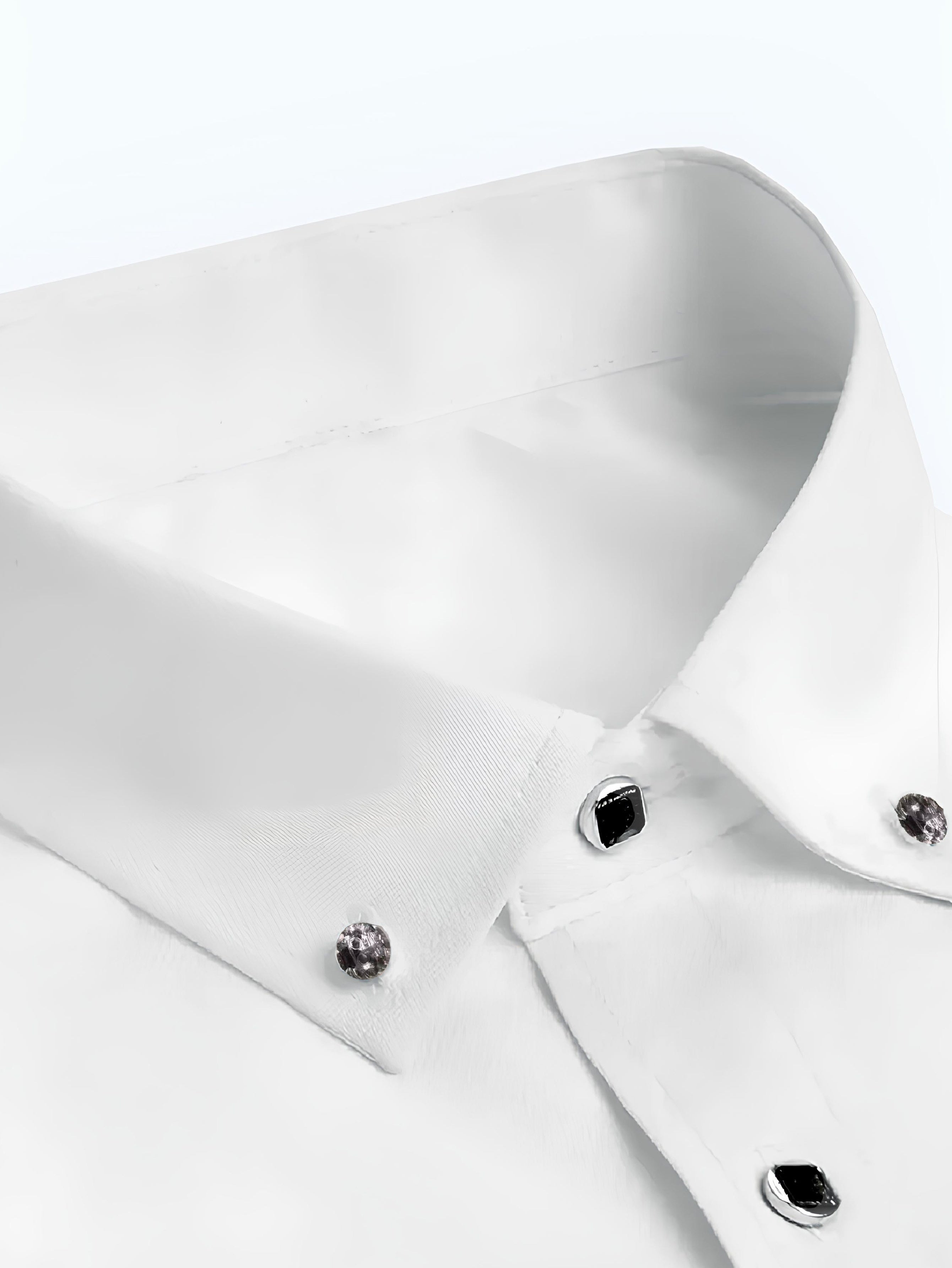 Men's Solid Color Dress Shirt 100% Polyester Regular Fit Lapel Collar All-Season