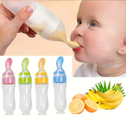 Baby Food Feeder Set with Silicone Bottles Spoons Suction and Rice Paste Spoon