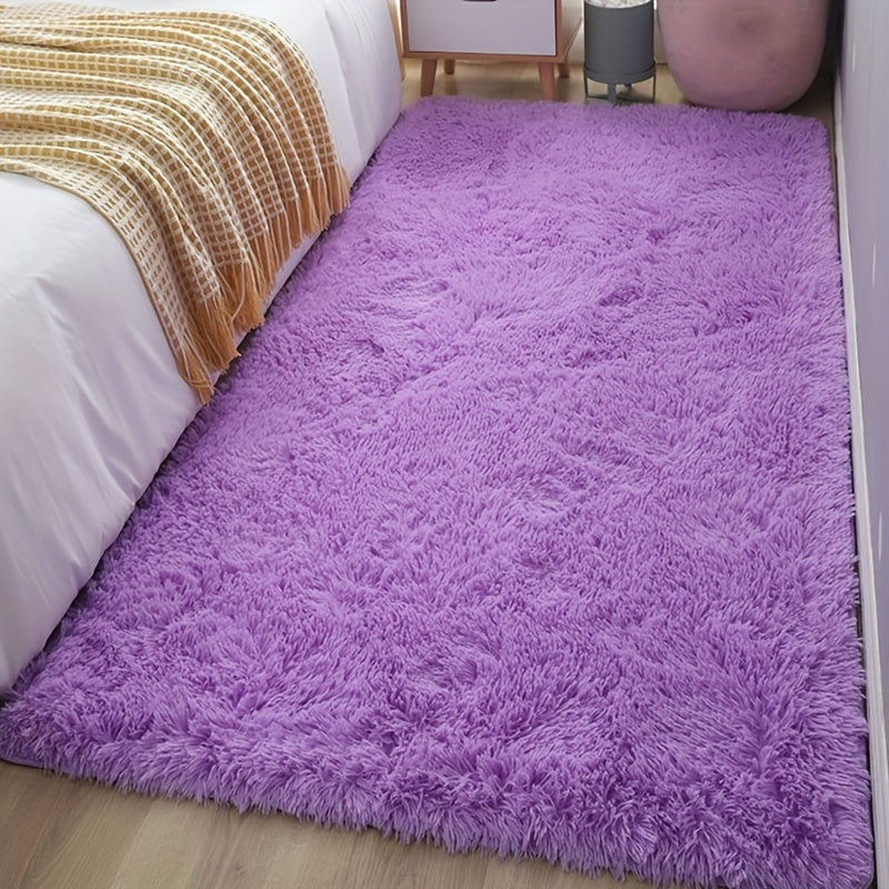 Alfombra de felpa ultra suave para cama, de pelo sintético y estilo shaggy, alfombra de dormitorio de 80x160 cm