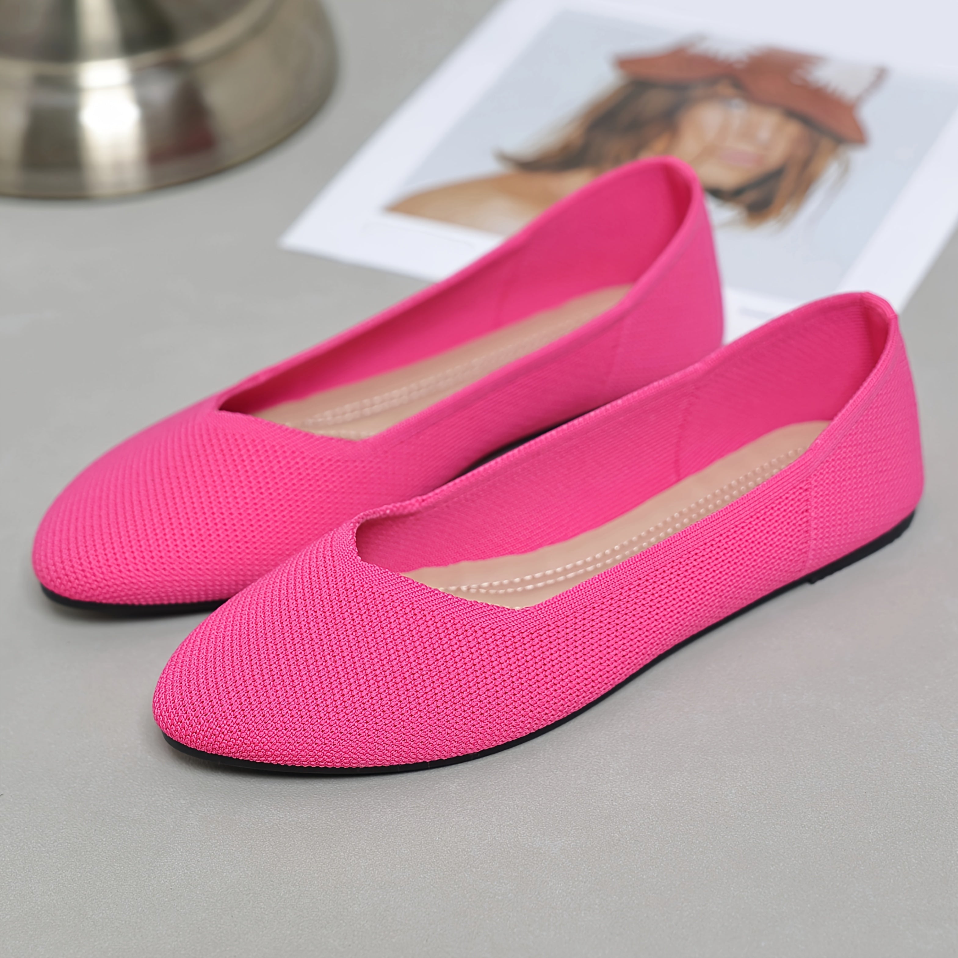 Women Knitted Slip-On Flats Breathable Casual Ballet Shoes