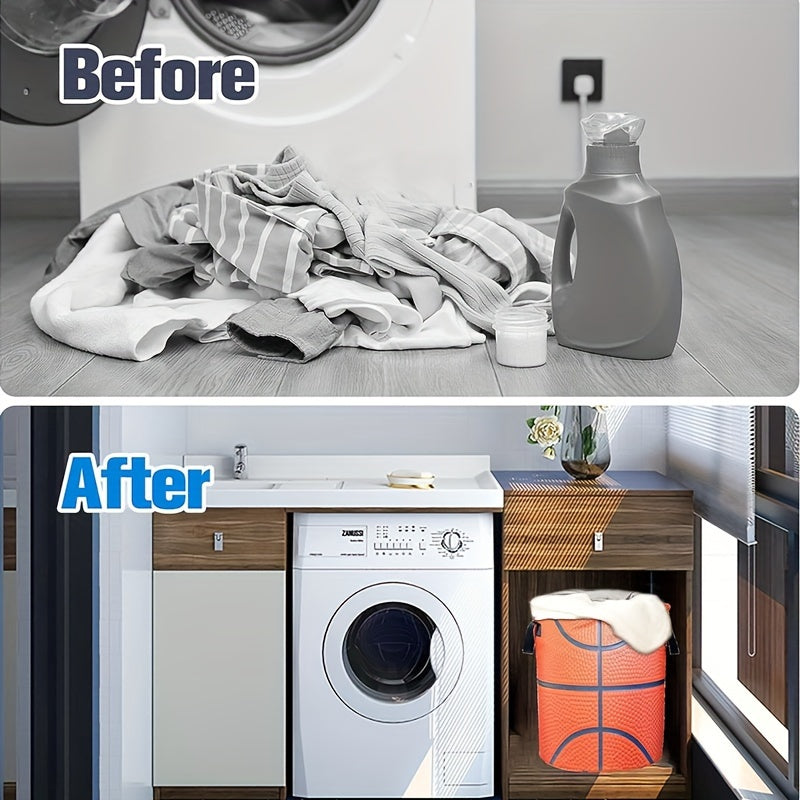 Складной корзина для белья с дизайном баскетбола, водонепроницаемый Oxford, оранжевый и черные ручки