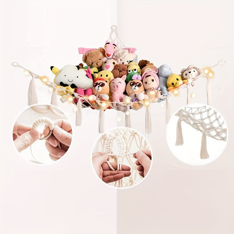 Stuffed Animal Storage Hammock for Kids and Pets Durable Fabric Space Saver Toy Organizer