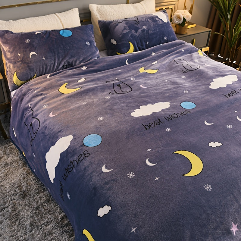 Manta de felpa de visón de doble cara con diseño de hojas florales azules para sofá, cama y viajes