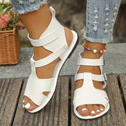 Women's Ankle Buckle Sandals Hollow Out Flat Beach Shoes