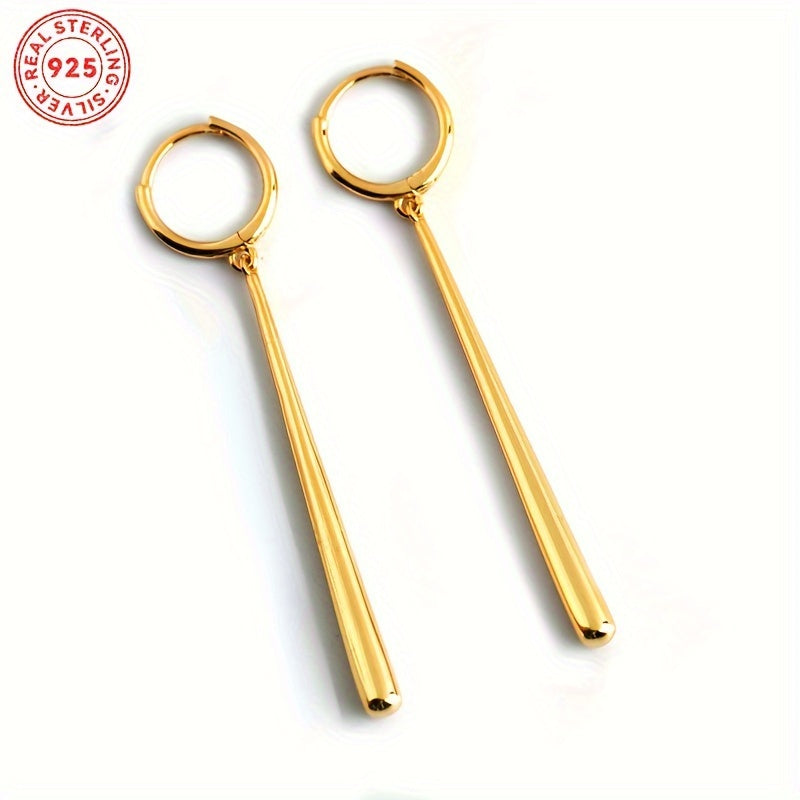 Sterling Silver Uzun Tashlash Quloqchinlar Suv Teshik Dizayni Oltin Rangli Zamonaviy Zargarlik