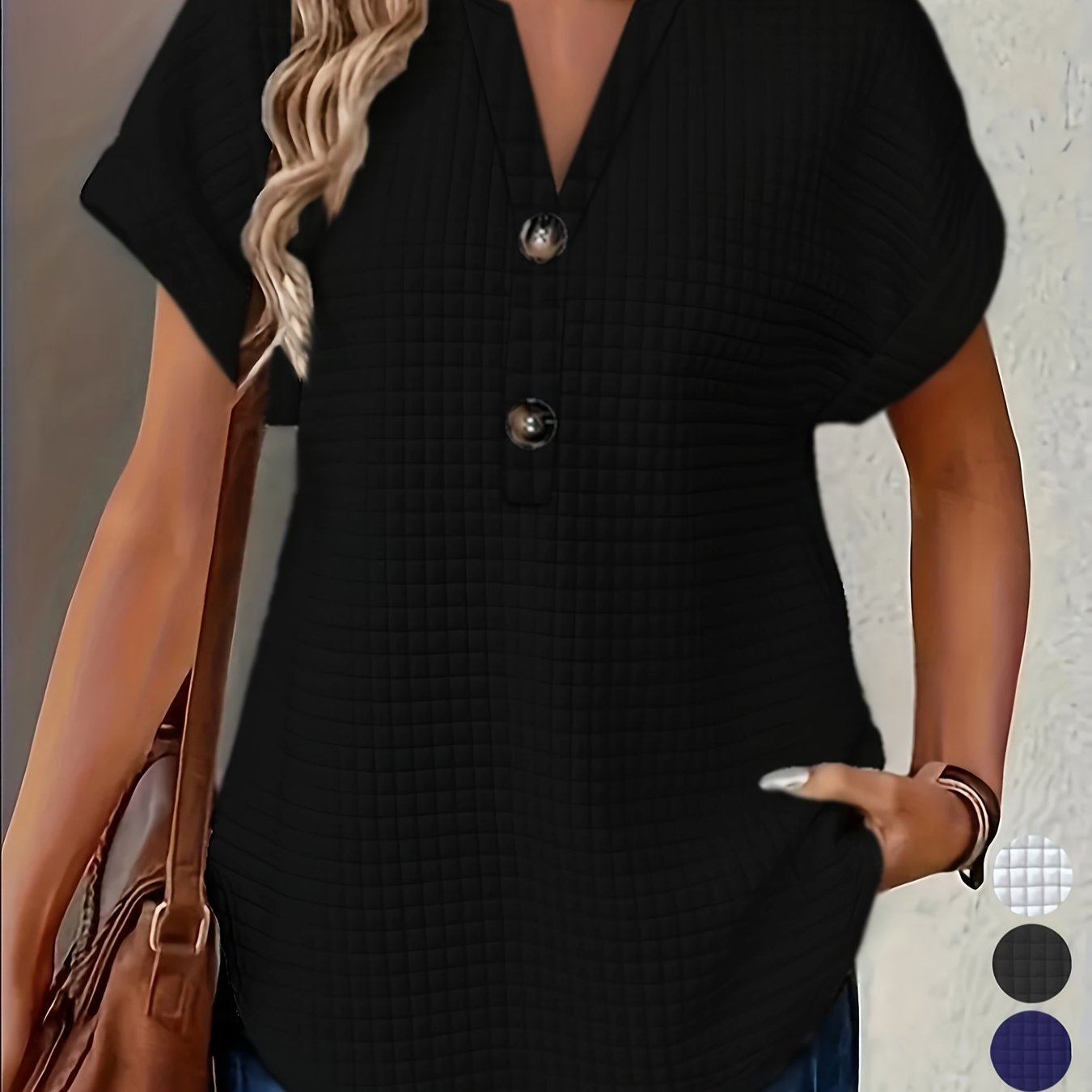 Women's V-Neck Summer T-Shirt Breathable Stretch Plus Size Casual Top