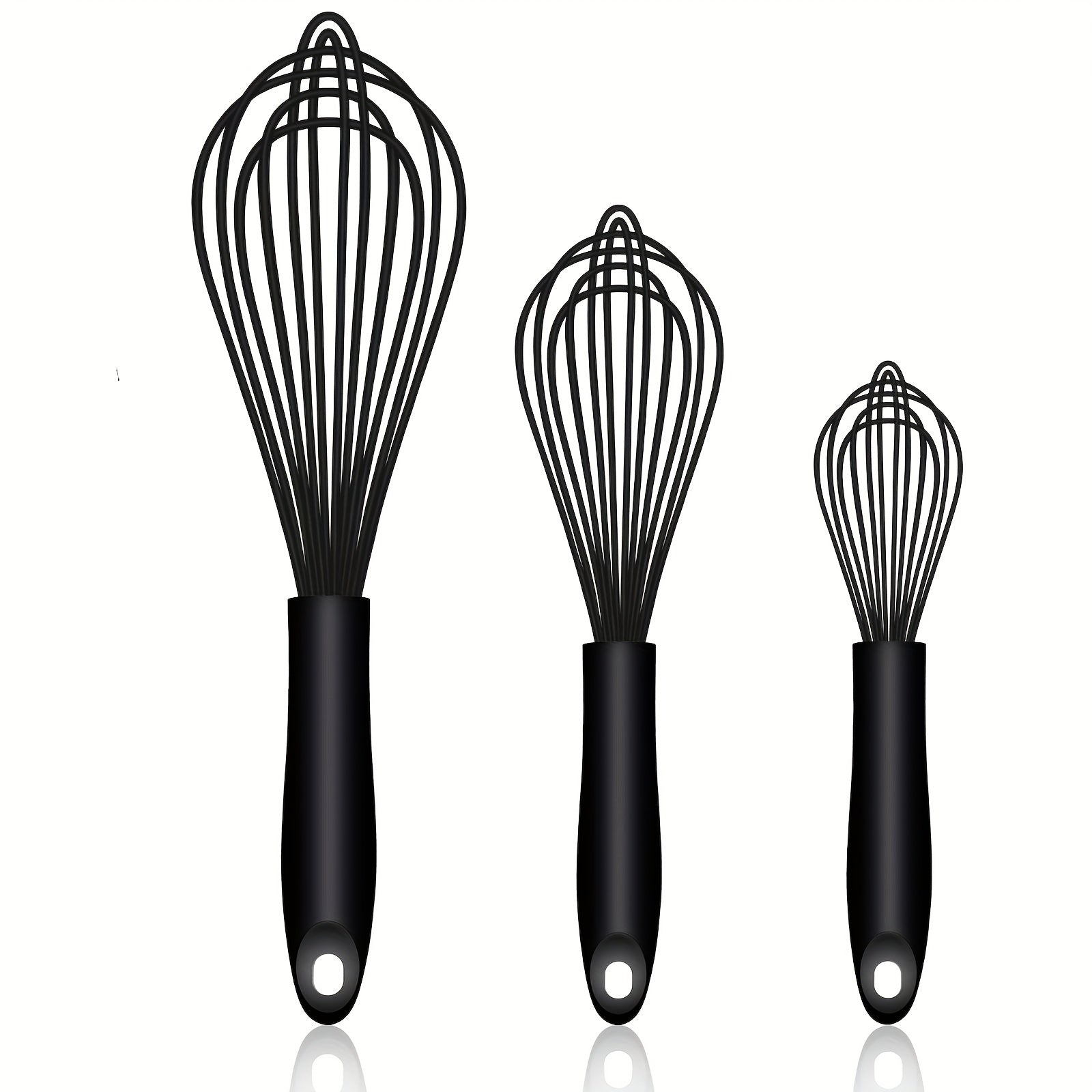Silicone Whisk Dishwasher Safe Kitchen Cooking Heat-Resistant Powdered