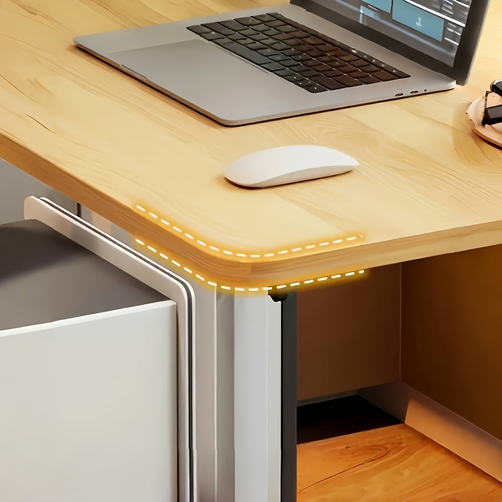 Adjustable Height Rolling Desk with Metal Frame for Home Office and Bedroom in White Black Ginger