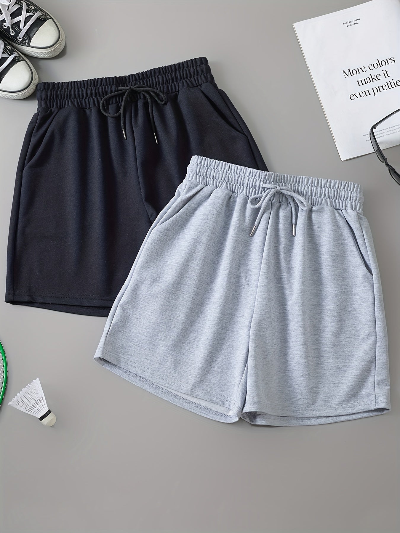 Женские спортивные шорты больших размеров с карманами, на шнурке, повседневные для тренировок