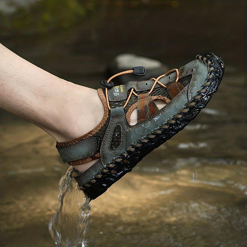 Men's Mesh Sandals with Adjustable Drawstring for Outdoor Casual Walking