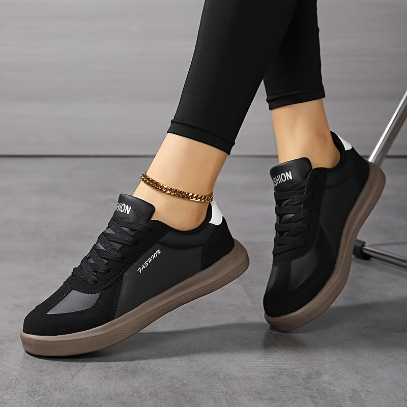 Women's Lightweight Breathable Casual Sneakers Low-Top Lace-Up Skate Shoes Pink White