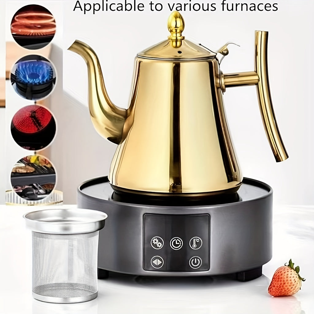 Versatile Tea and Coffee Set with Stainless Steel and Gold Teapots in Gift Box