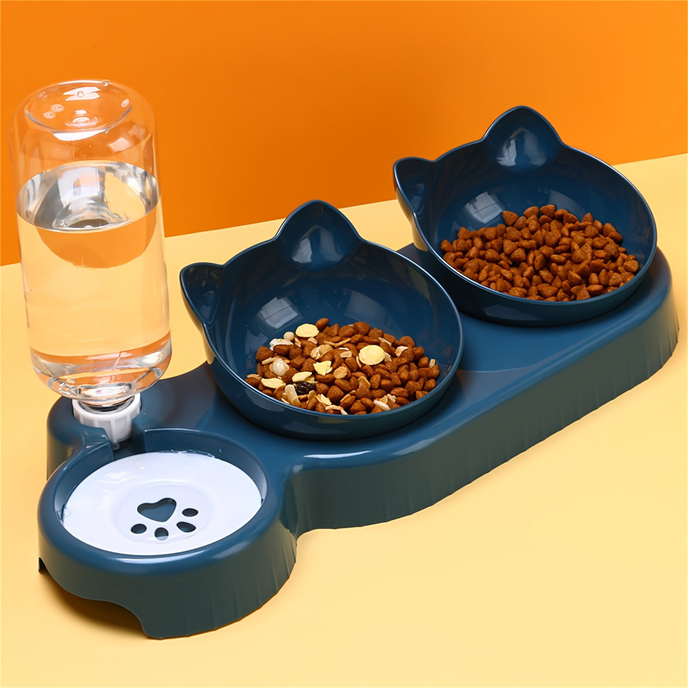 Elevated Double Pet Bowl Set with Automatic Water Feeder and Gravity Water Bottle
