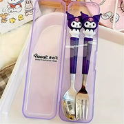 Stainless Steel Hello Kitty Spoon and Fork Set 2-Piece Kitchenware for Restaurants