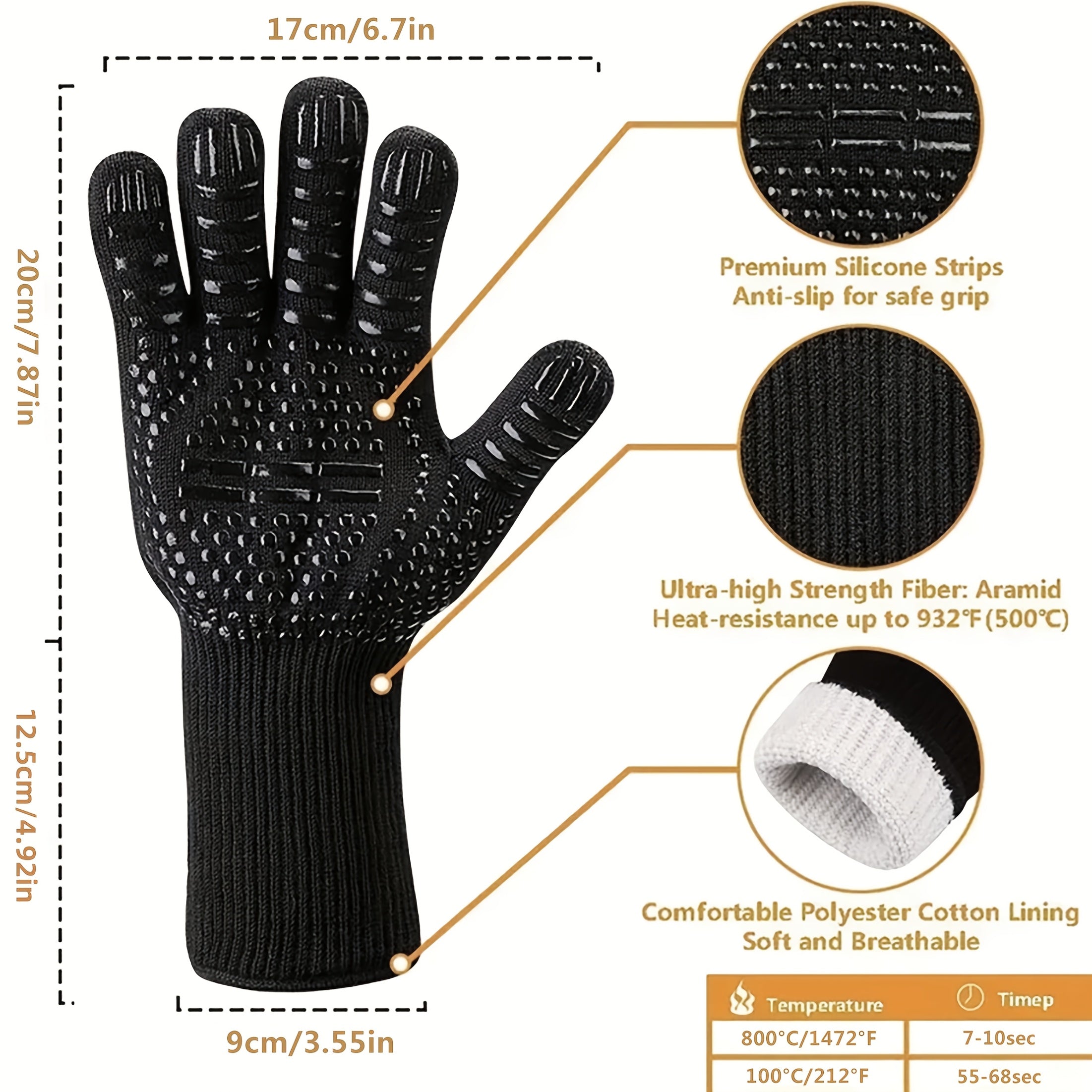 Silicone Grilling Gloves for BBQ Outdoor Cooking Non-Slip Washable