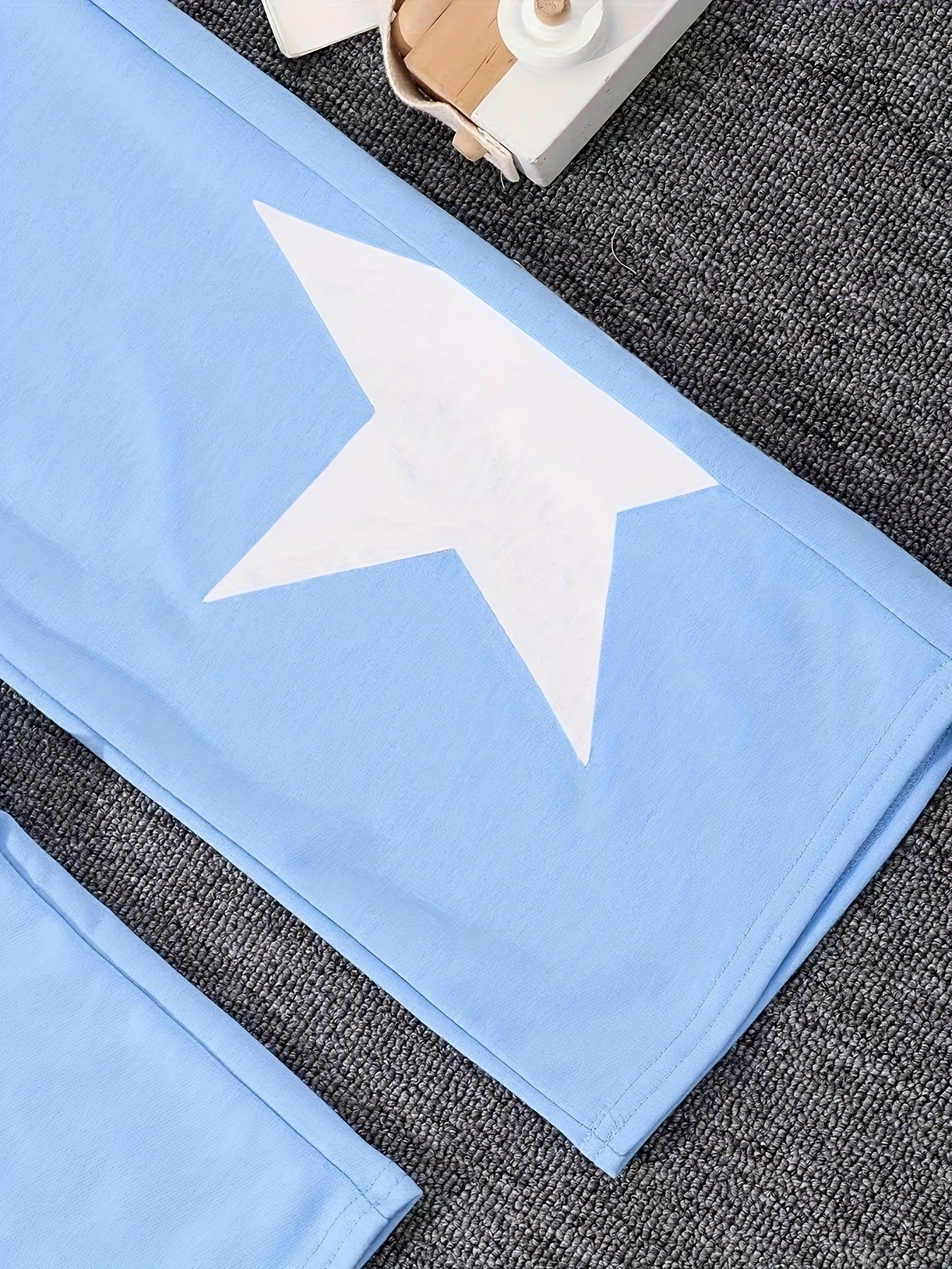 Girls Polyester Star Pattern Hoodie and Pants Set Long Sleeve Casual Fall Winter