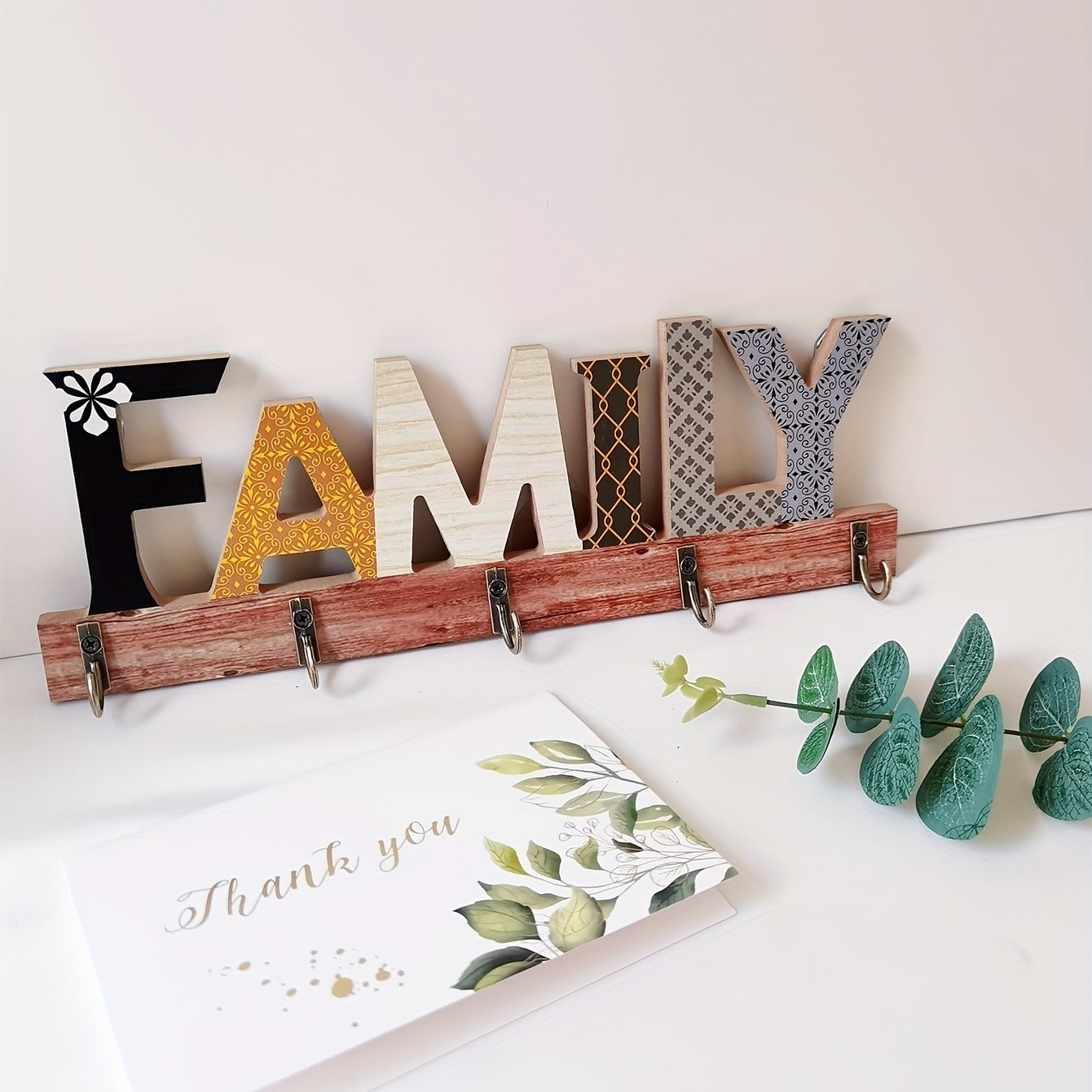 Letter Design Wall Key Holder for Door Hat Bag Housewarming Gift