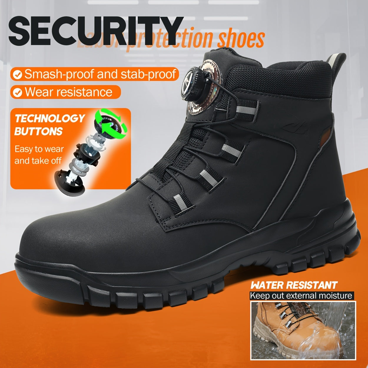 Men's High-Top Work Boots Puncture-Proof Safety Hiking Outdoor Durable