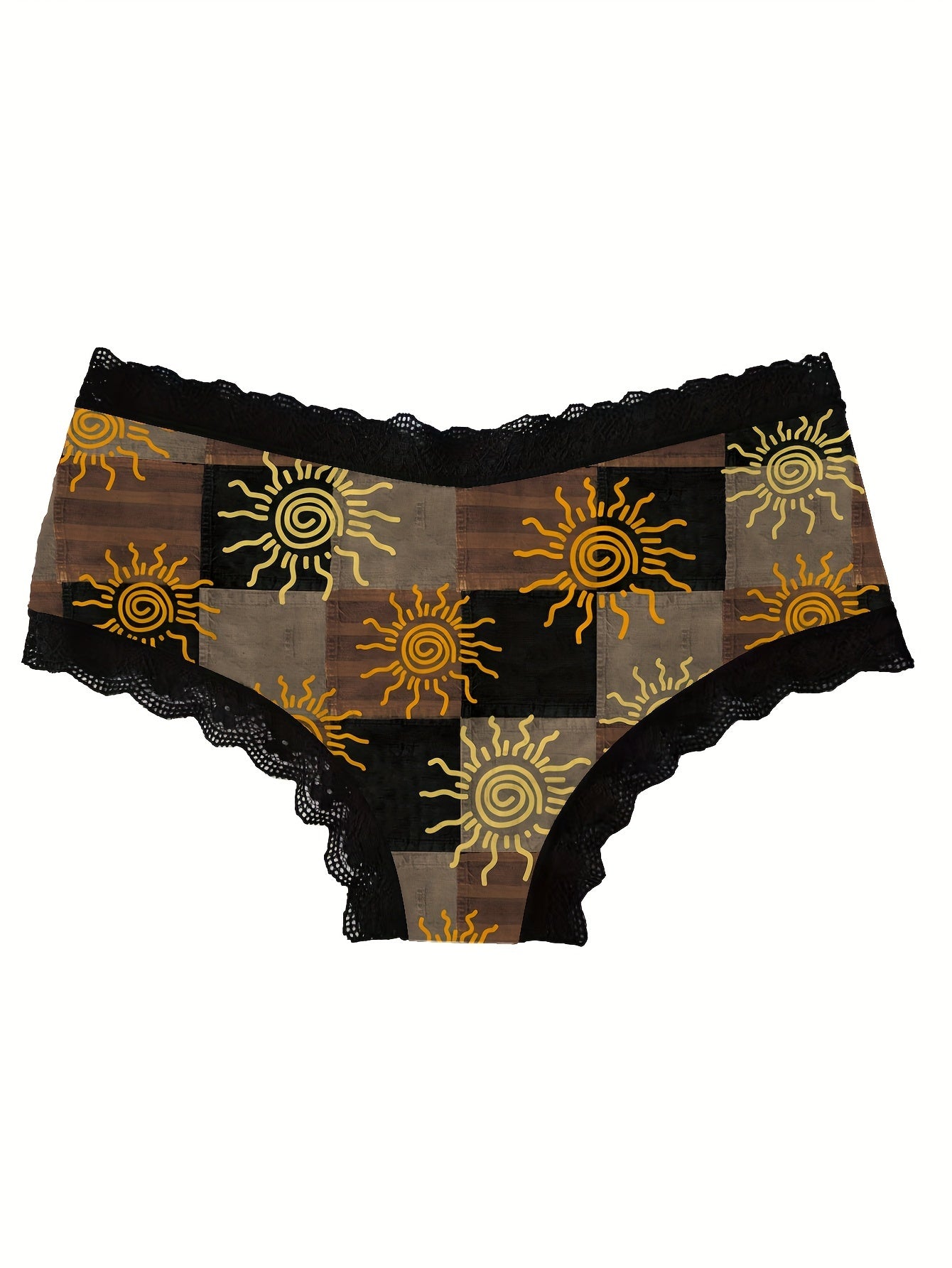 Pack de 3 braguitas femeninas de encaje transpirable, cómodas y elásticas, con patrón galáctico