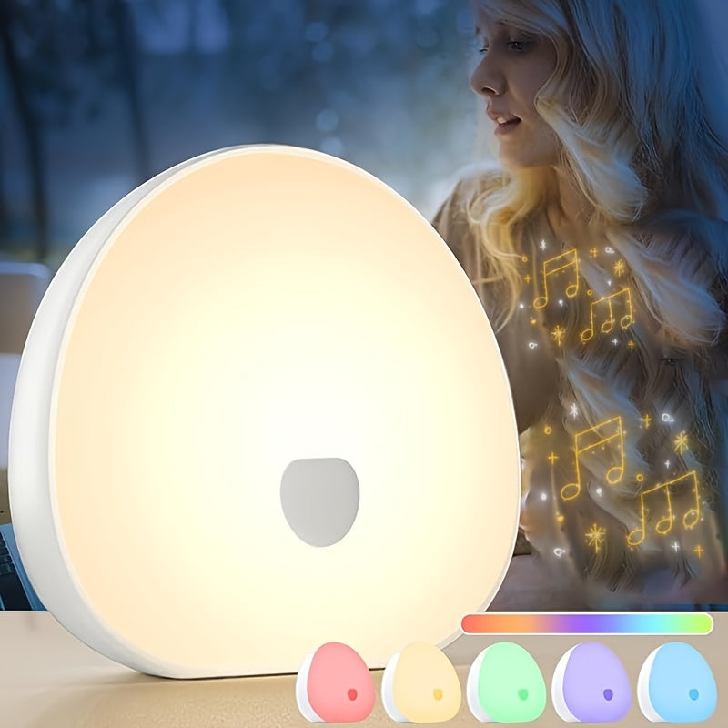 Rechargeable RGB Night Light with White Noise Sound, Color Changing, 2 Timers, USB Port for Relaxing Sleep