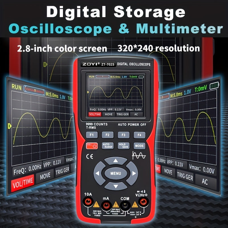 Digital Oscilloscope and Multimeter Combo 10MHz True RMS High-Speed 48m/S