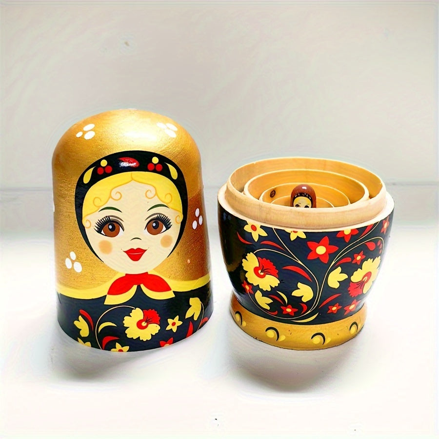 Colorful Handmade Wooden Russian Matryoshka Nesting Dolls for Decor and Gifts