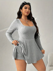 Women's Plus Size Casual Solid Color Drawstring Jumpsuit