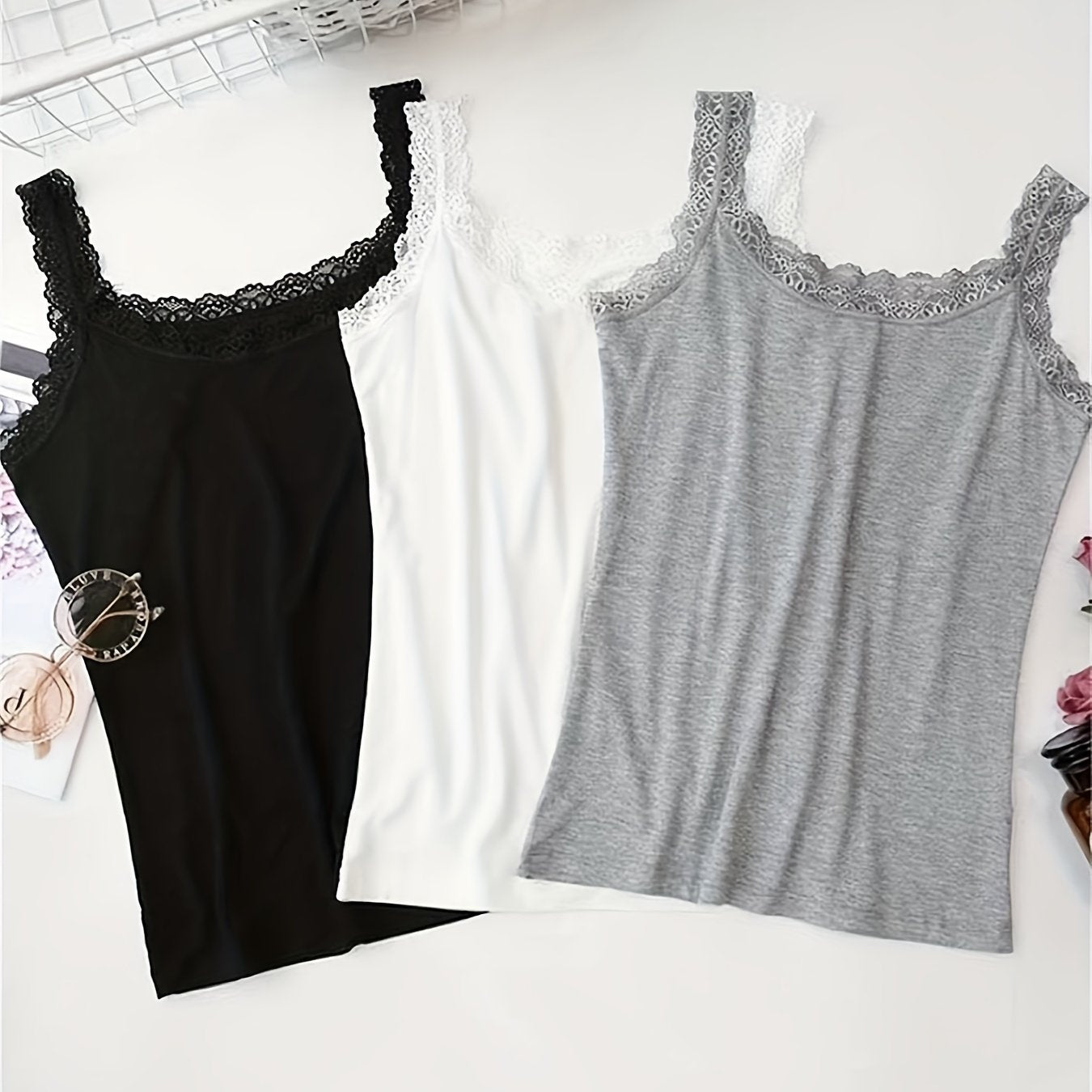 Women's Lace Trim Tank Tops Set for All Occasions