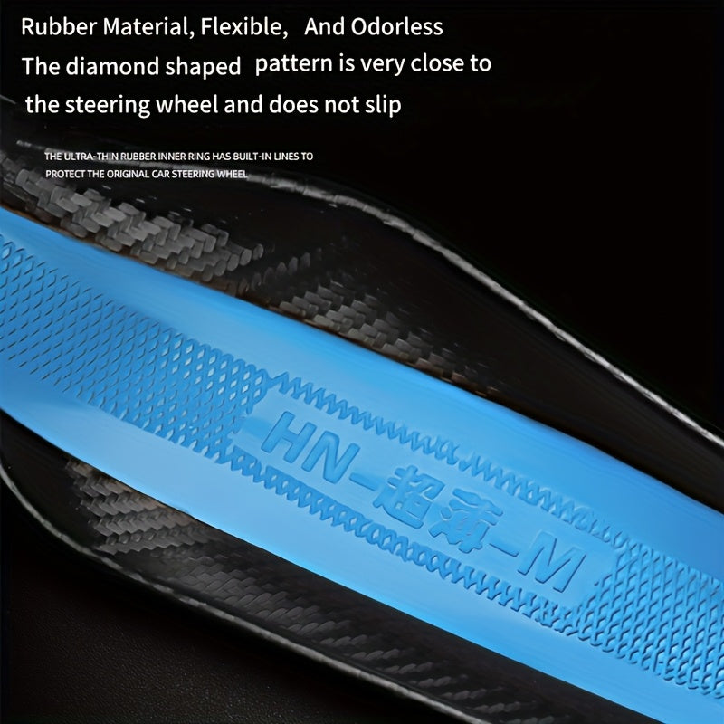 Velvet Carbon Fiber Texture Steering Wheel Cover 15-Inch Non-Slip Sport