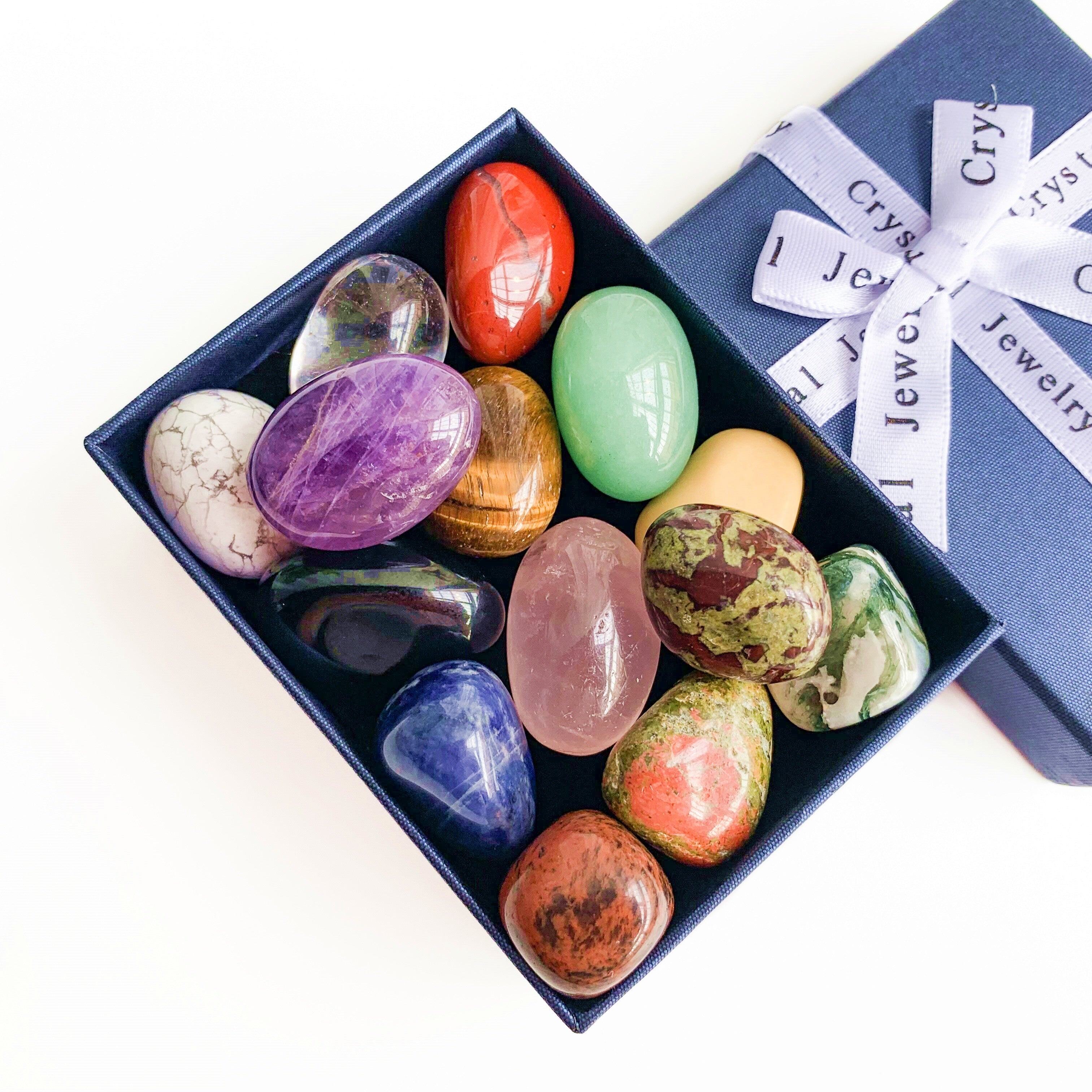 Коллекционная коробка с камнями чакры на 7 или 14 штук для изготовления украшений и декора