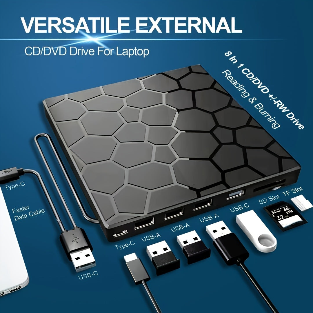 USB 3.0 Type-C port, SD karta o‘qish qurilmasi va turli qurilmalar va operatsion tizimlar bilan mos keladigan ultra-ingichka portativ CD/DVD disk o‘qish qurilmasi.