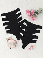 Women Seamless Thongs Set 9 Pieces Breathable Solid Color Lingerie