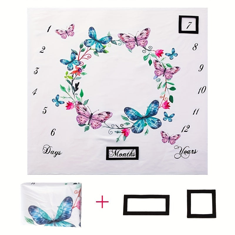 Baby Blanket for Creative Photography Props Soft White Polyester Monthly Growth Record for Kids