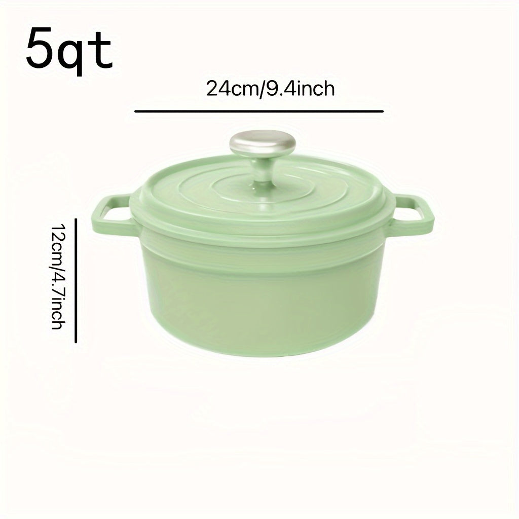 Enamel Dutch Oven 5 Qt Non-Stick Aluminum Casserole Stew Pot Kitchen Cookware