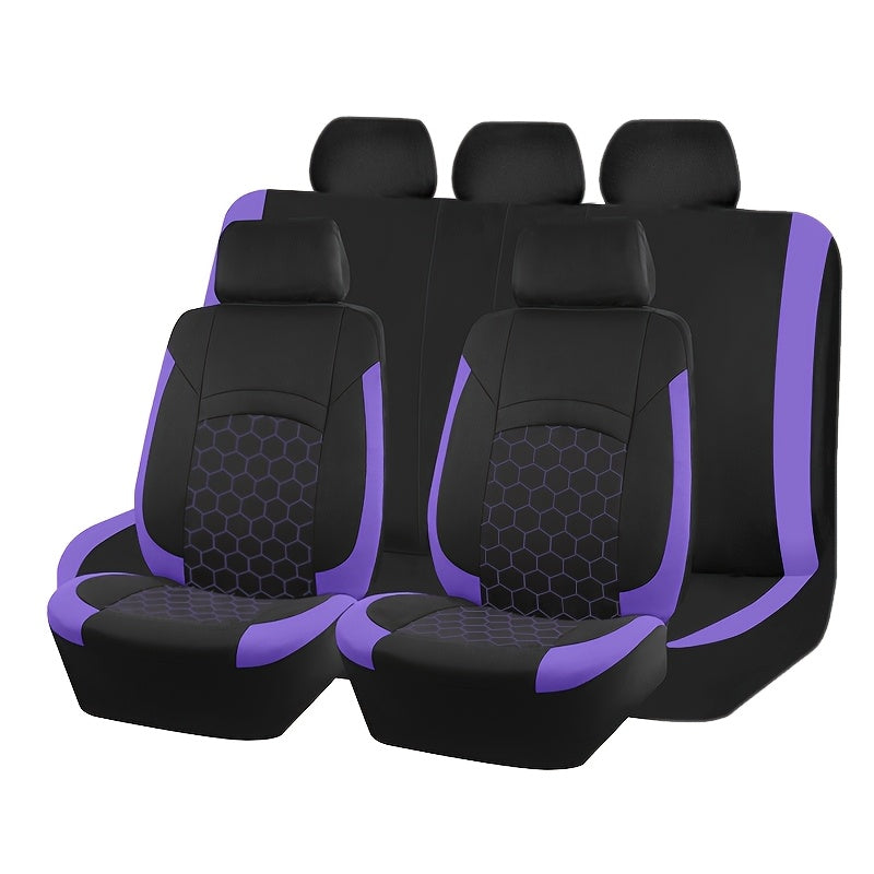 Universal Car Seat Covers Black Red Woven Polyester Durable Pack of 2