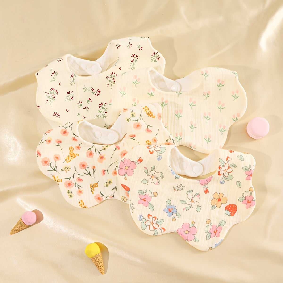 Bolalar uchun 0-3 yoshdagi bolalar bibsi, paxta gazli, so‘riladigan, chiroyli multfilm dizayni