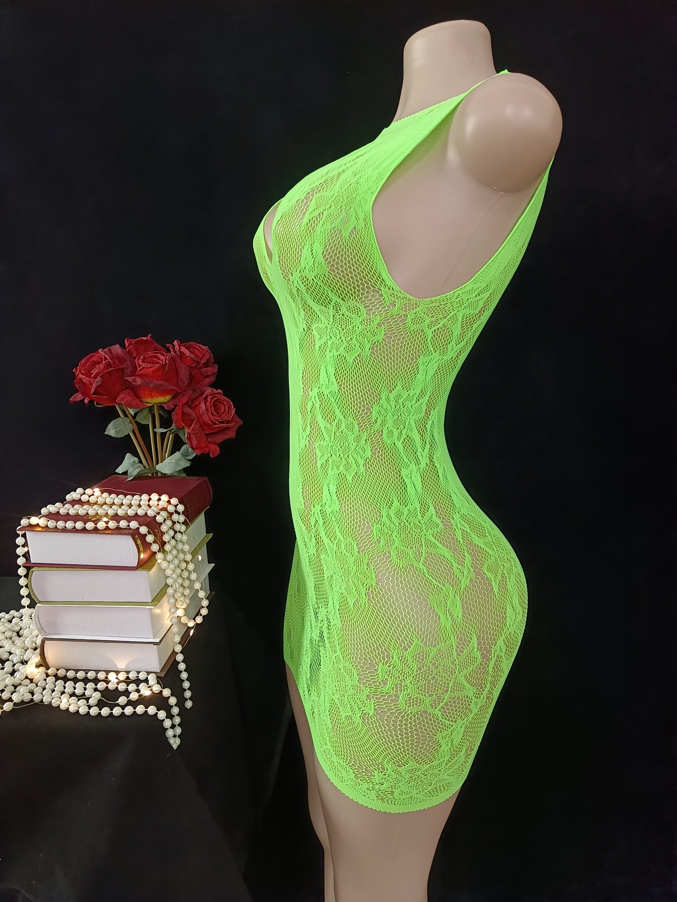 Vestido de lencería de red para mujer, malla sexy, body, vestido de playa, talla única