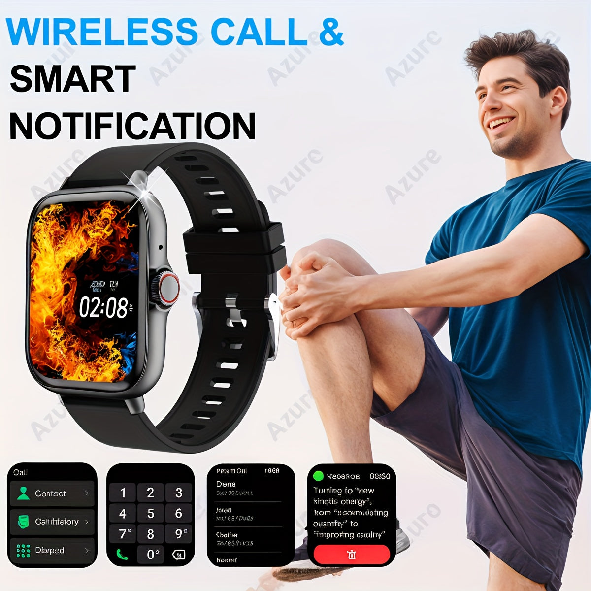 HD Smartwatch 4.65cm Touch Screen Wireless Calling Fitness Tracker with Customizable Wallpaper and Multiple Sports Modes