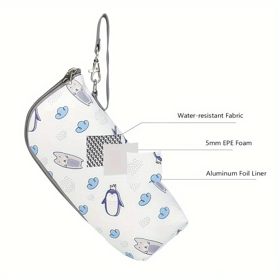 Insulated Bottle Bag Zipper Closure Aluminum Foil Lining Thermal Satchel for Milk Bottles