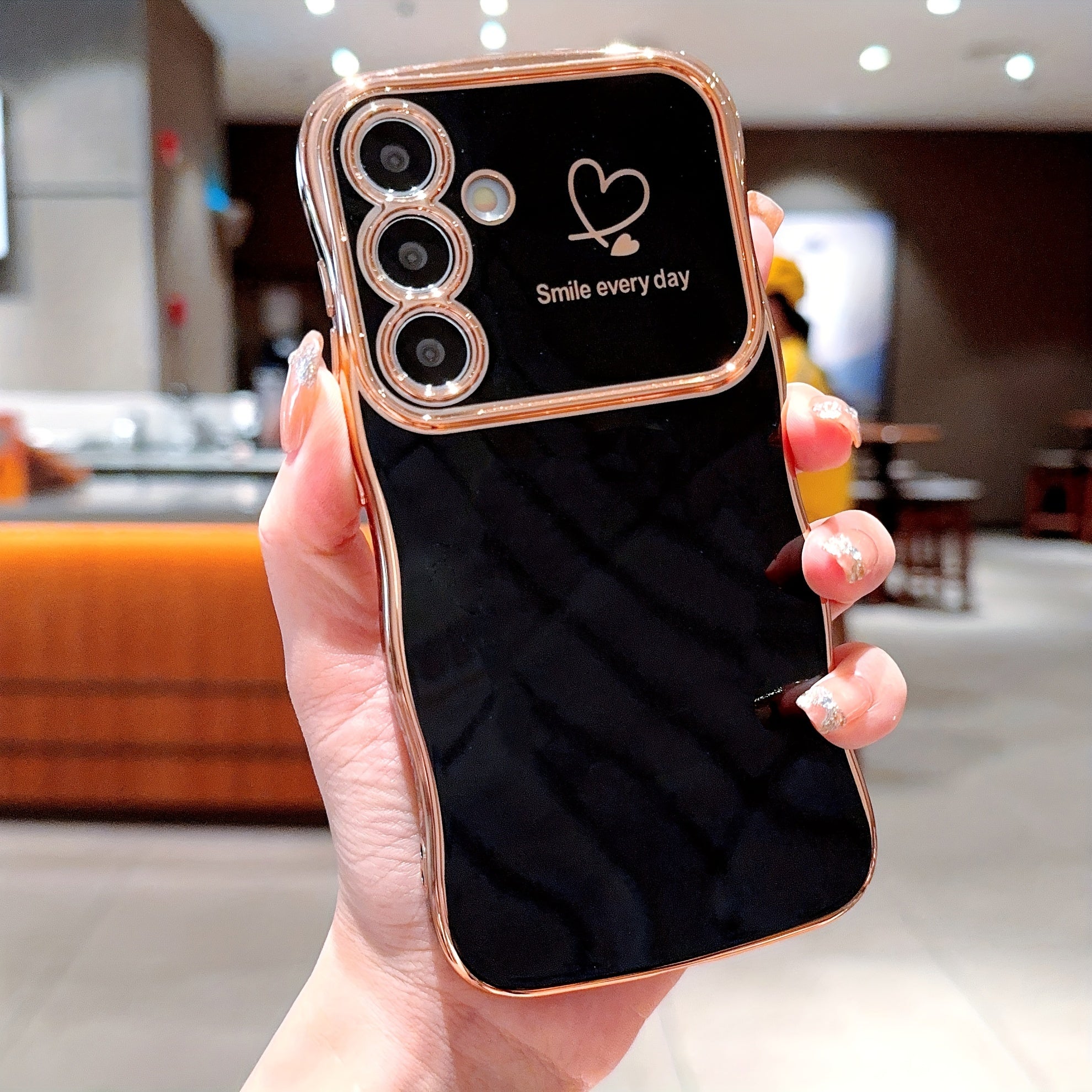 Wave-Shaped Double Heart Electroplated Phone Case for Samsung Galaxy A16 A15 A55 A35 A14 A54